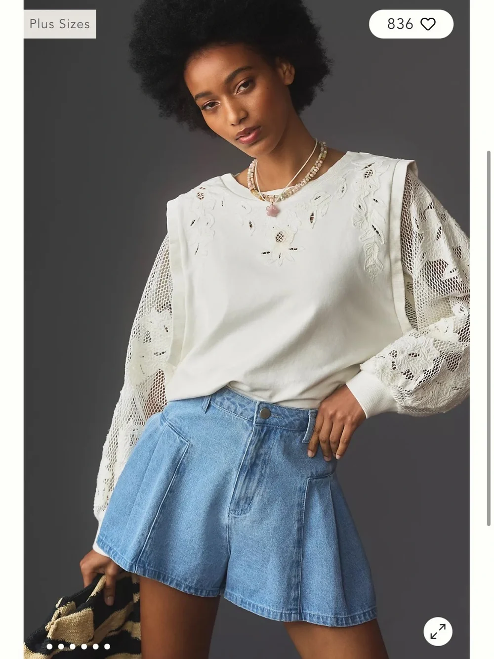 By Anthropologie Embroidered Cutwork Sweatshirt
